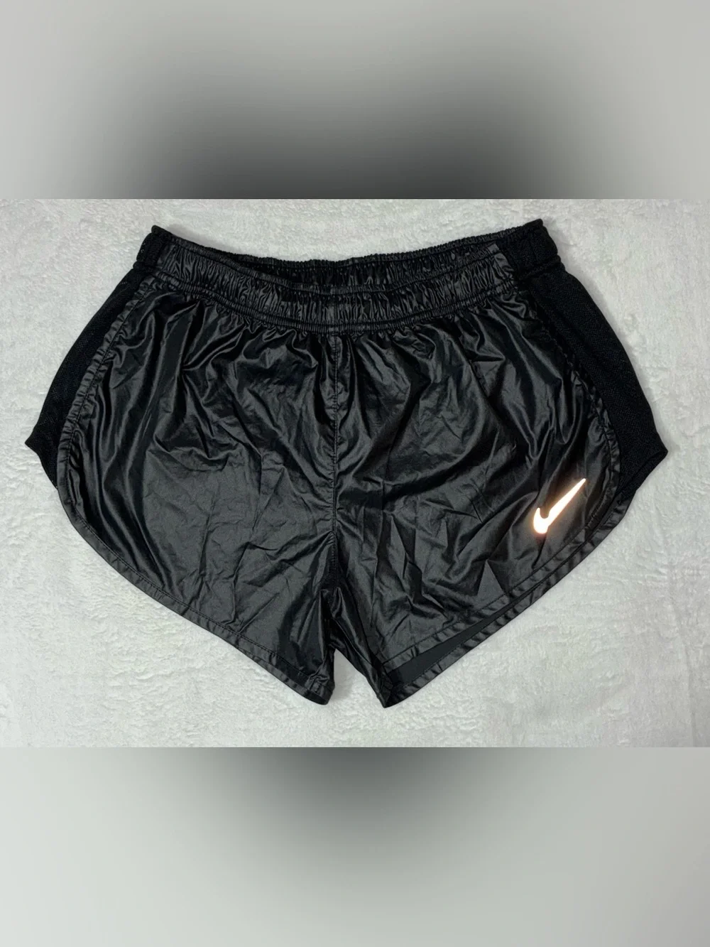Nike Black Dri-FIT “Wet-Look” Athletic Shorts, size M